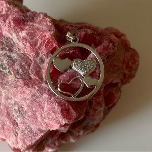 White Gold and Diamond Hearts Pendant